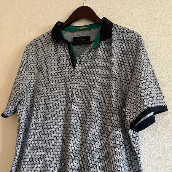 Men's Britches Sport by Samtex Blue Textured Print Polo Size Large - Picture 1 of 7